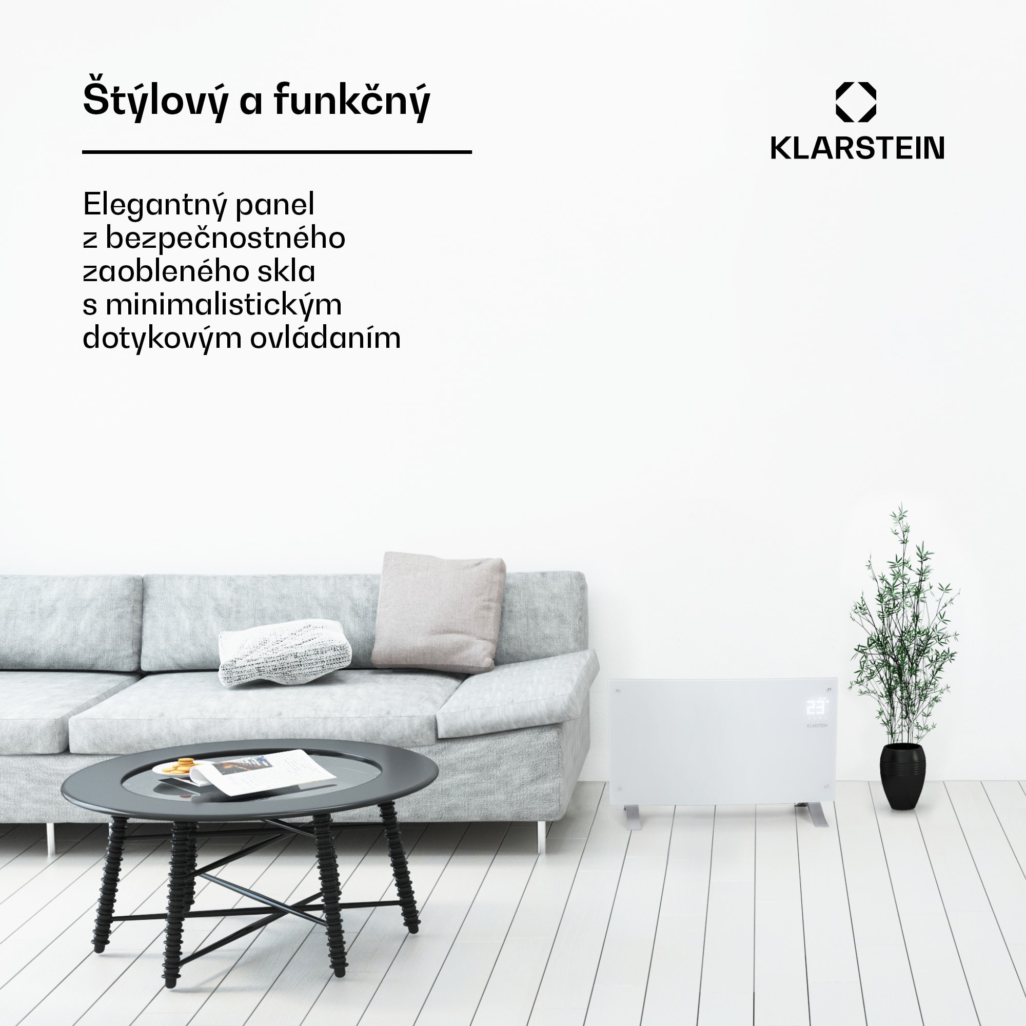 Klarstein Bornholm Curved Ambient, konvektor, 1000/2000 W, biely – Obrázok 2
