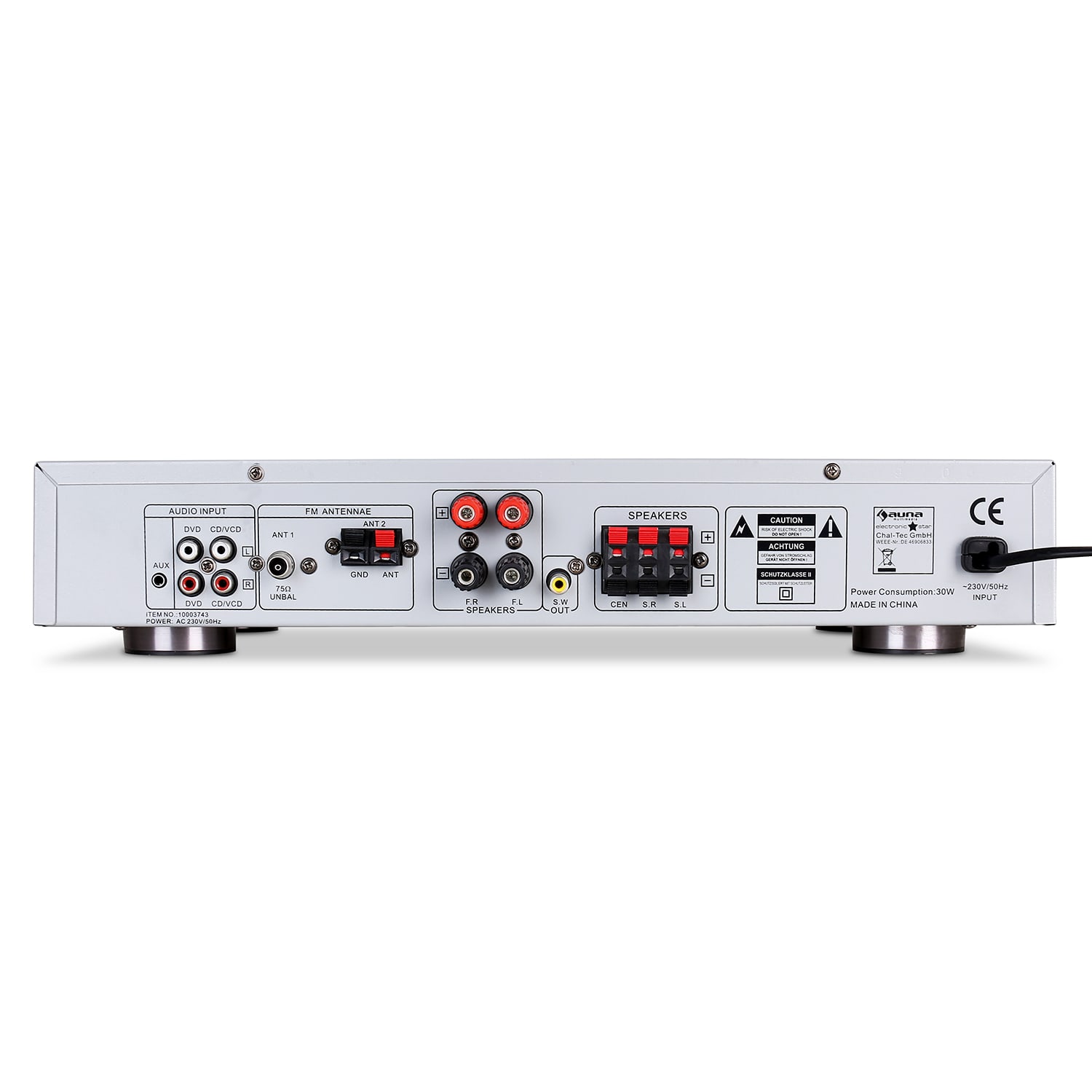 Priestorový zosilňovač Auna AMP-9200, biely dizajn, 600 W – Obrázok 3