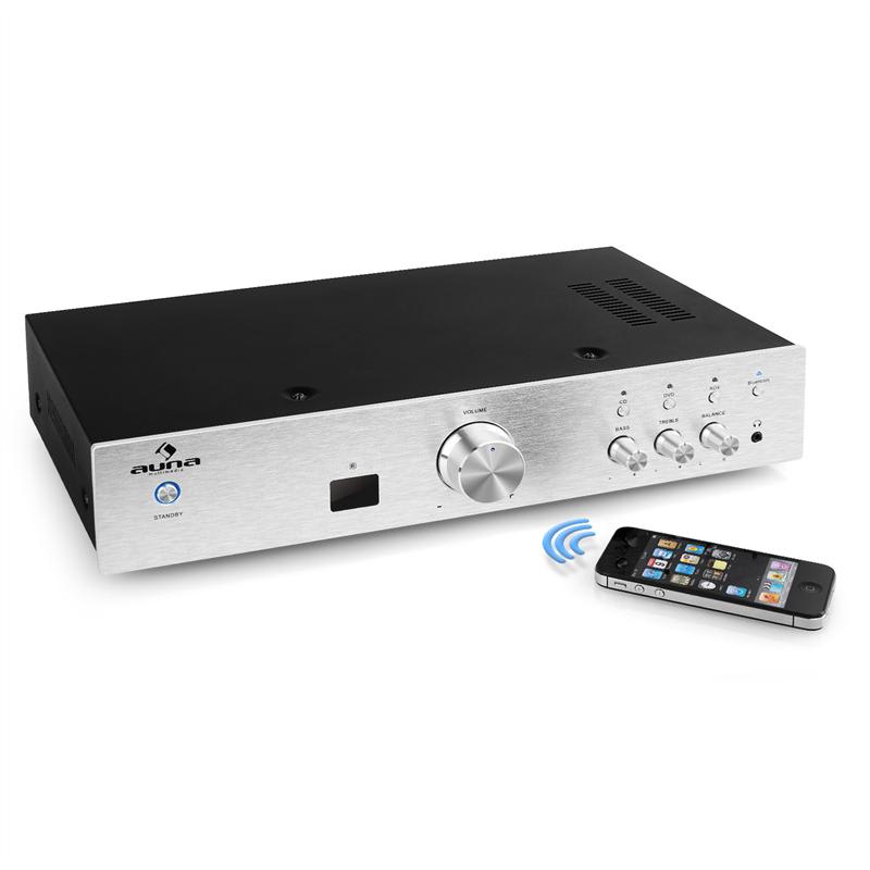 Hi-fi zosilňovač Auna AV2-CD508BT, strieborný, AUX bluetooth