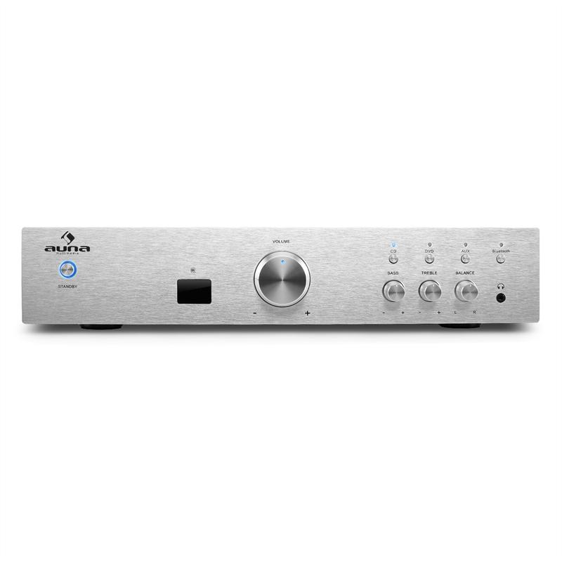 Hi-fi zosilňovač Auna AV2-CD508BT, strieborný, AUX bluetooth – Obrázok 2