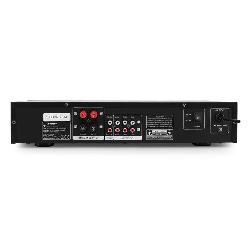 Hi-fi zosilňovač Auna AV2-CD508BT, strieborný, AUX bluetooth – Obrázok 3