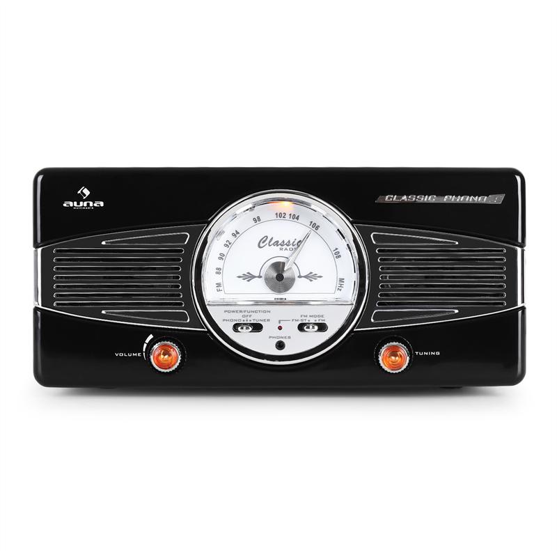 Auna MG-TT-82B gramofón, FM, 50. roky, retro, čierny
