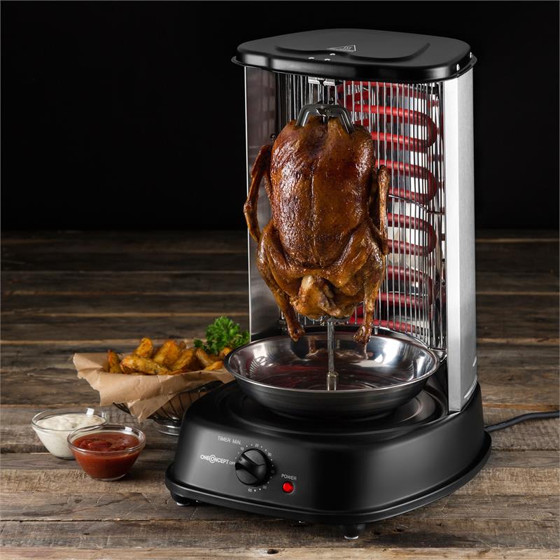 OneConcept Kebap Master, vertikálny gril, 2000 W, čierny – Obrázok 2