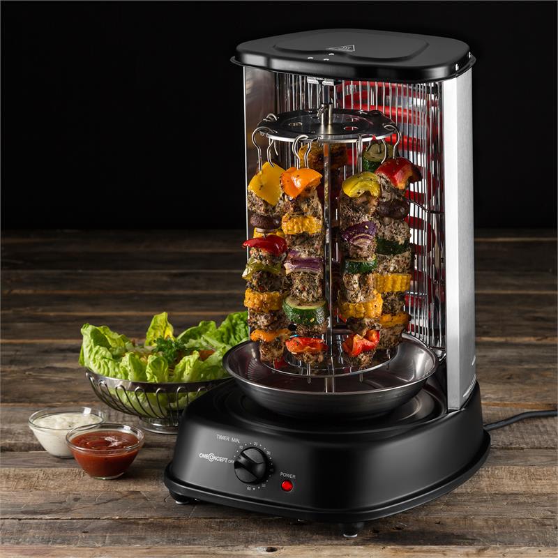 OneConcept Kebap Master, vertikálny gril, 2000 W, čierny – Obrázok 3