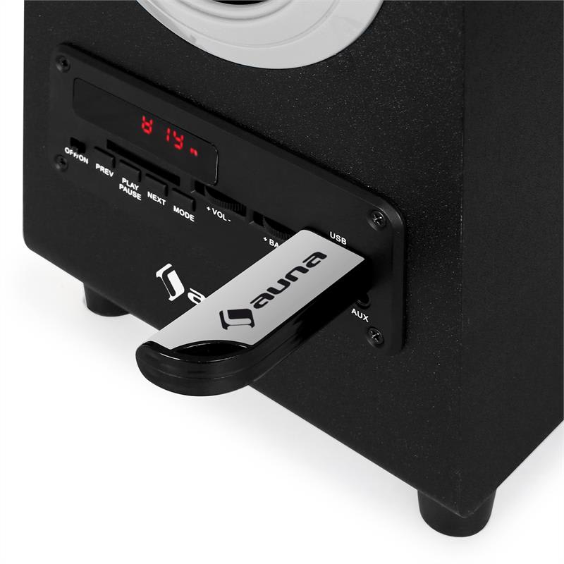 Auna Beachboy 2.1 reproduktor, strieborný, USB, SD – Obrázok 4