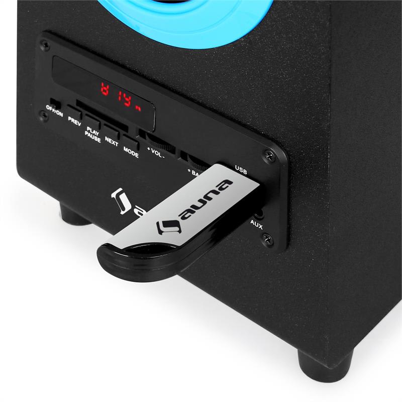 Auna Beachboy, 2.1 reproduktor, modrý, USB, SD, AUX, FM – Obrázok 3