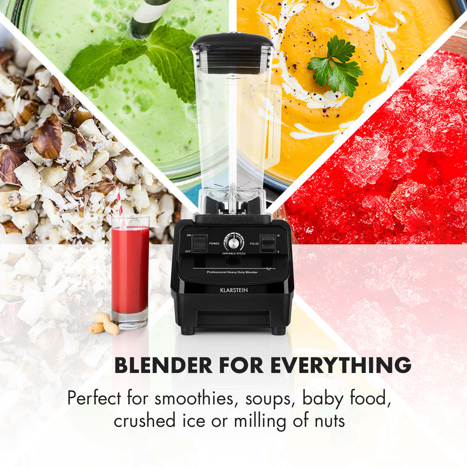 Klarstein Herakles 3G, mixér, 1500 W, 2 HP, 40 000 ot./min., bez BPA, 2 l, čierny – Obrázok 4