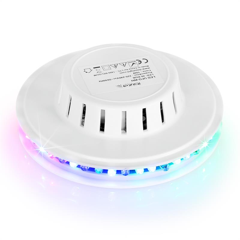 Ibiza LED UFO svetelný efekt, biely, mikrofón, RGB – Obrázok 3
