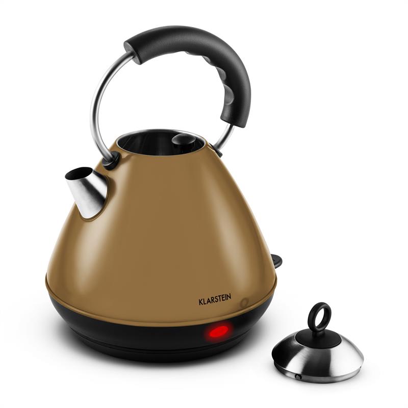 Klarstein Charlotte Cappucino, 1,7 l, 2200 W, rýchlovarná kanvica, čajník, bezkáblový, hnedý – Obrázok 2