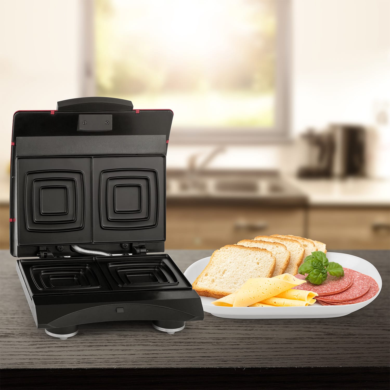 Klarstein SHU3-Sandwich-Buddy-, 700 W, 2 platne, nerezová oceľ, toastovač, červe – Obrázok 2
