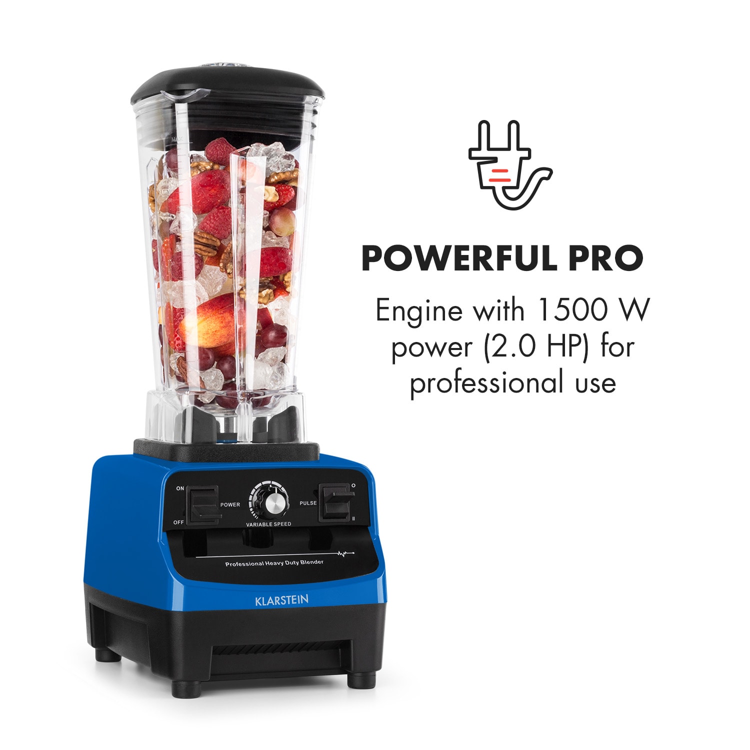Klarstein IB-Herakles-3G-JTC-B, 1500 W, mixér, 2 l, modrý – Obrázok 2