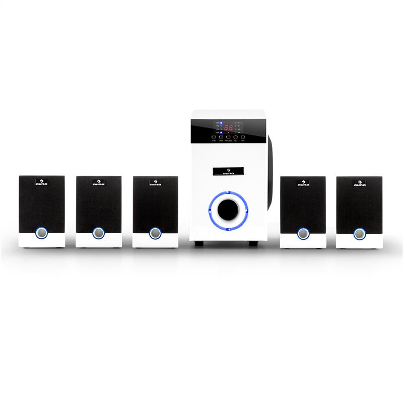 Auna 5.1-JW, 95W RMS, multimediálny surround reproduktorový systém, AUX aktívne reproduktory – Obrázok 2