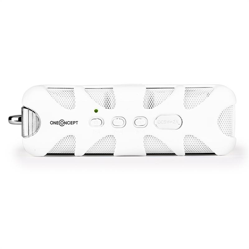 OneConcept White Know, bluetooth reproduktor, AUX, akum.