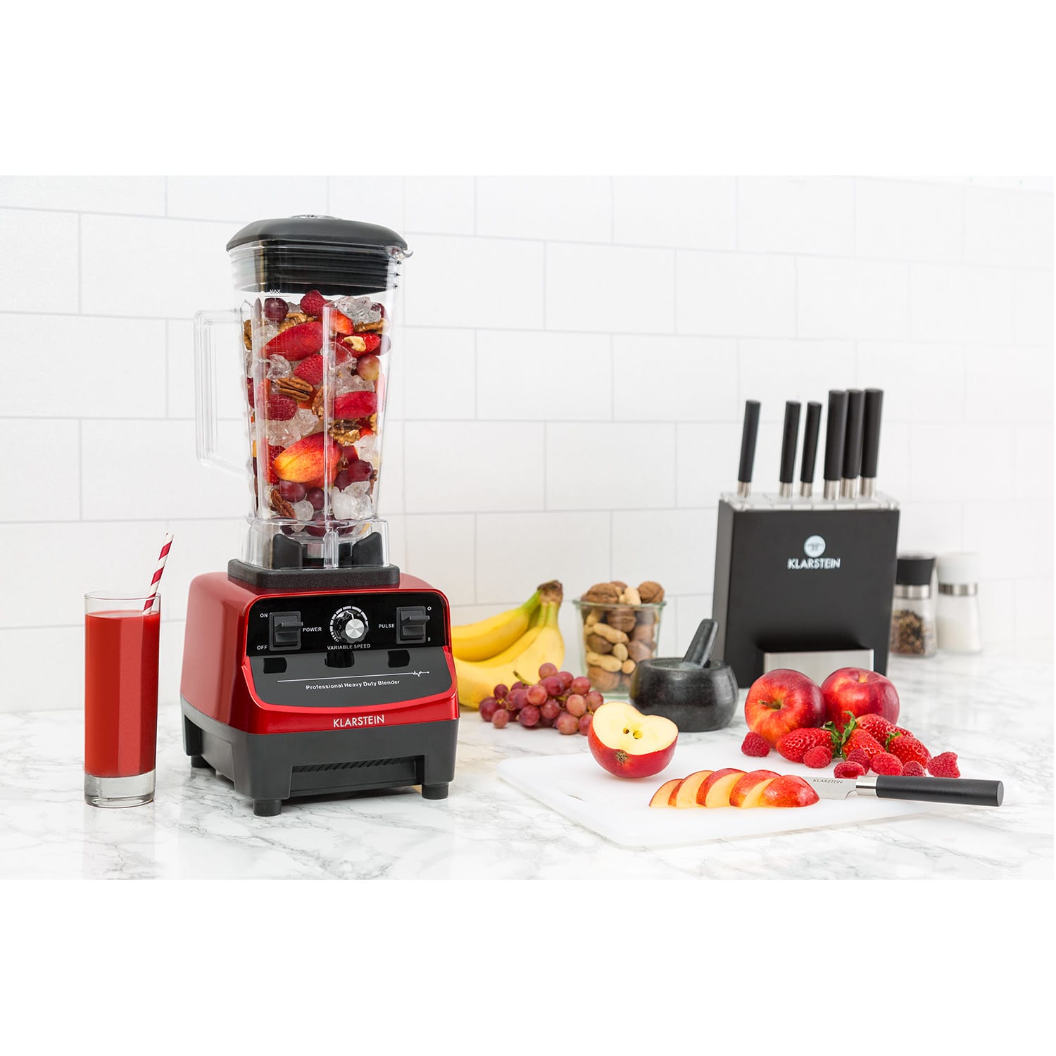 Klarstein IB-Herakles-3G-R, 1500 W, 2 litre, zelené smoothie, bez BPA, stolný mixér