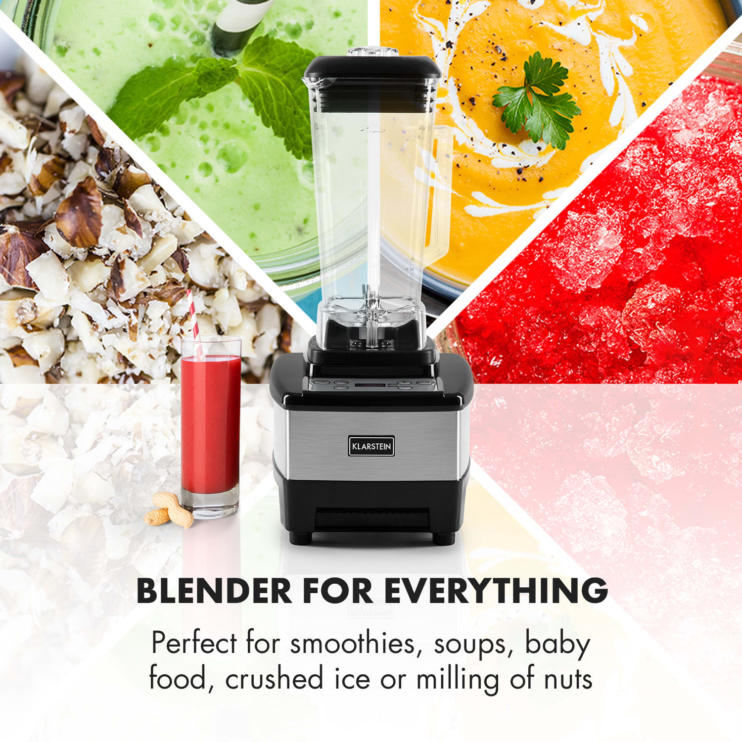 Klarstein Herakles-4G-B, 1500 W, 2 litre, stolný mixér, čierny, green smoothie, bez BPA – Obrázok 4