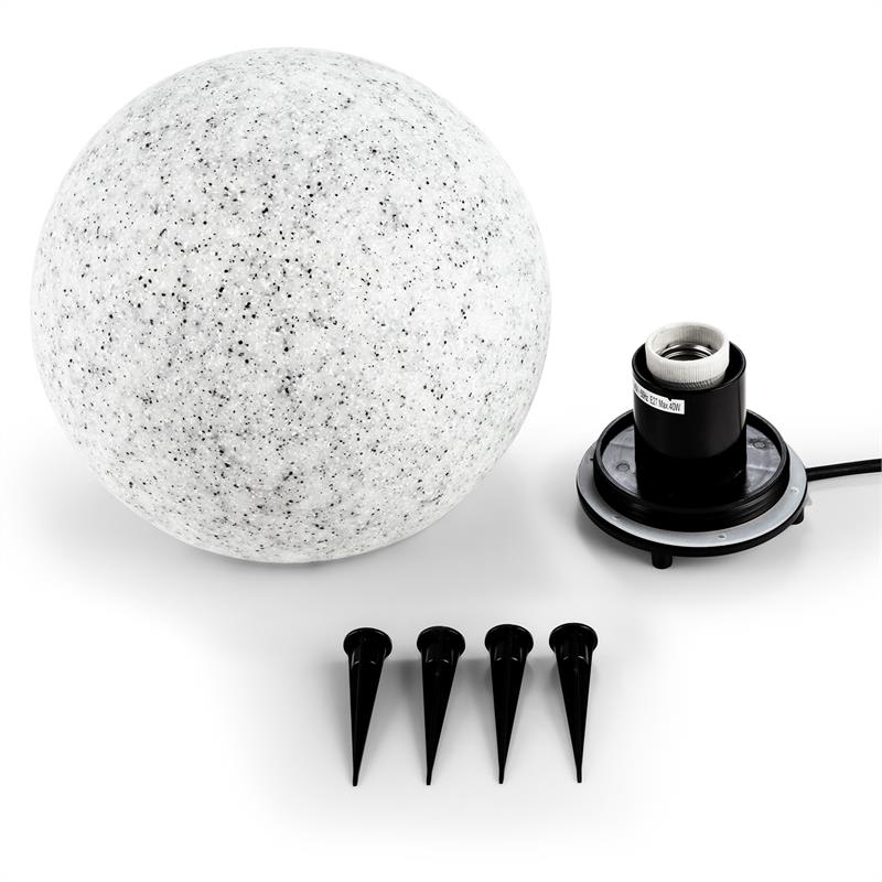 Lightcraft Shinestone M, záhradné svietidlo, guľovité, 30 cm, vzhľad kameňa – Obrázok 3