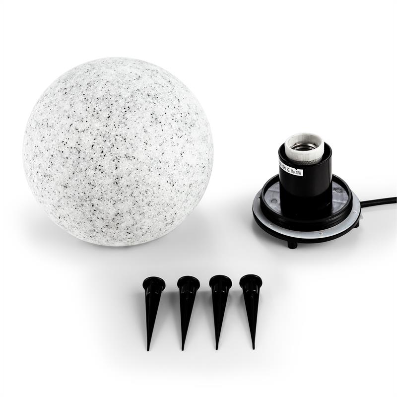 Lightcraft Shinestone S, záhradné svietidlo, guľovité, 20 cm, vzhľad kameňa – Obrázok 4