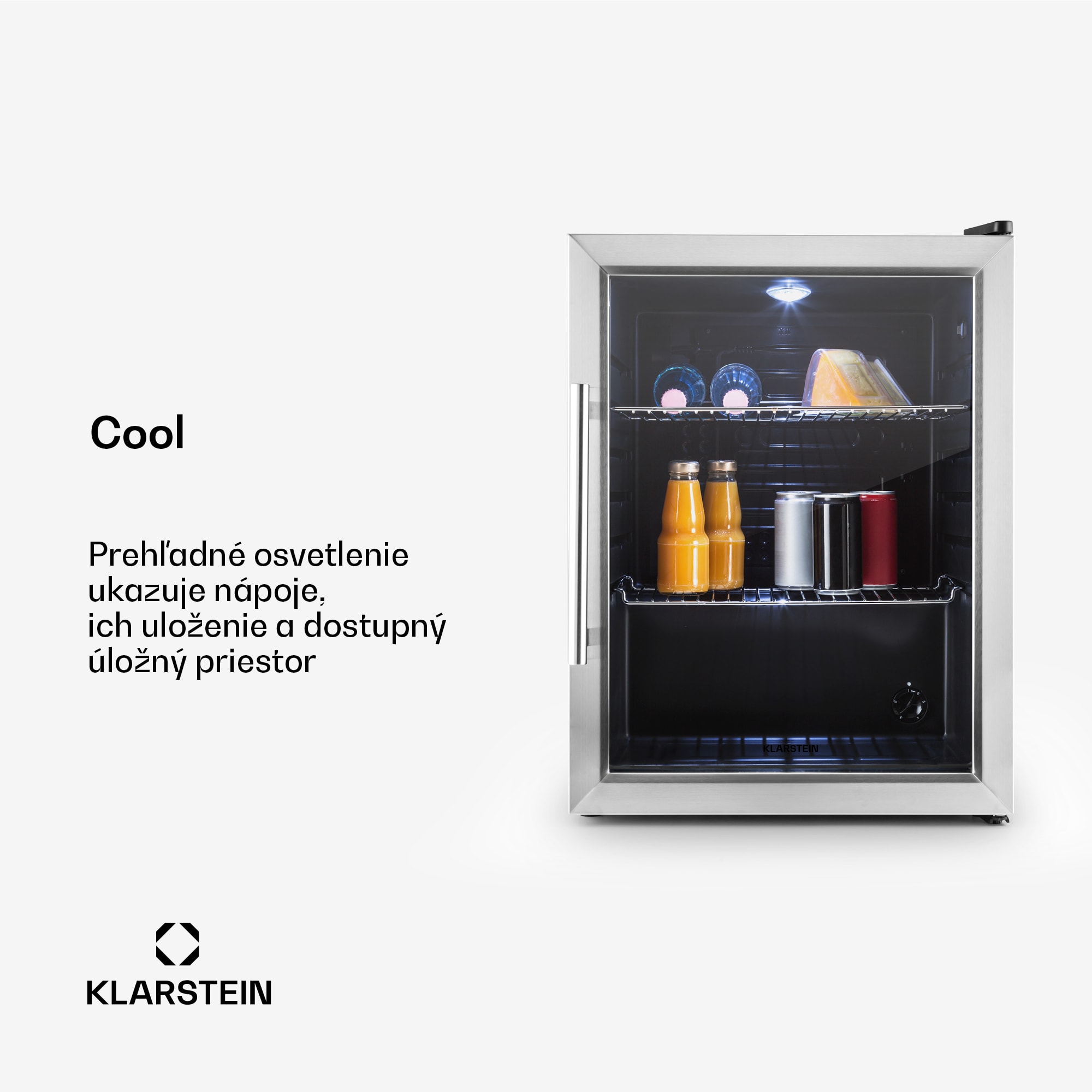Klarstein Beersafe XL, chladnička, 60 l, energet. trieda D, sklenené dvierka, nehrdzavejúca oceľ – Obrázok 2