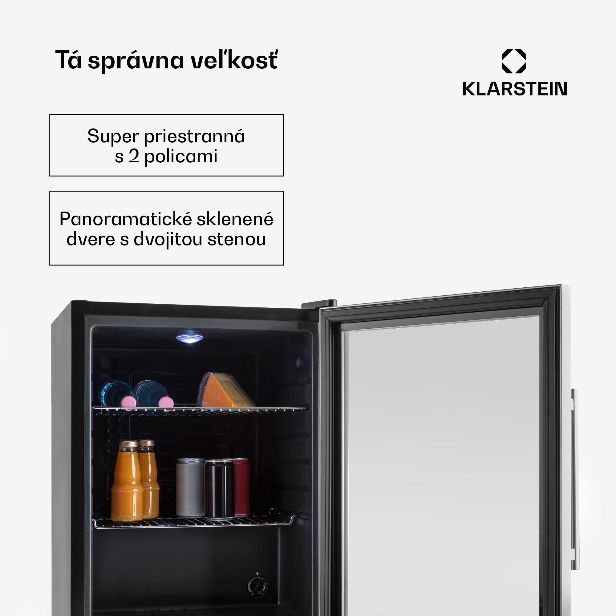 Klarstein Beersafe XL, chladnička, 60 l, energet. trieda D, sklenené dvierka, nehrdzavejúca oceľ – Obrázok 4