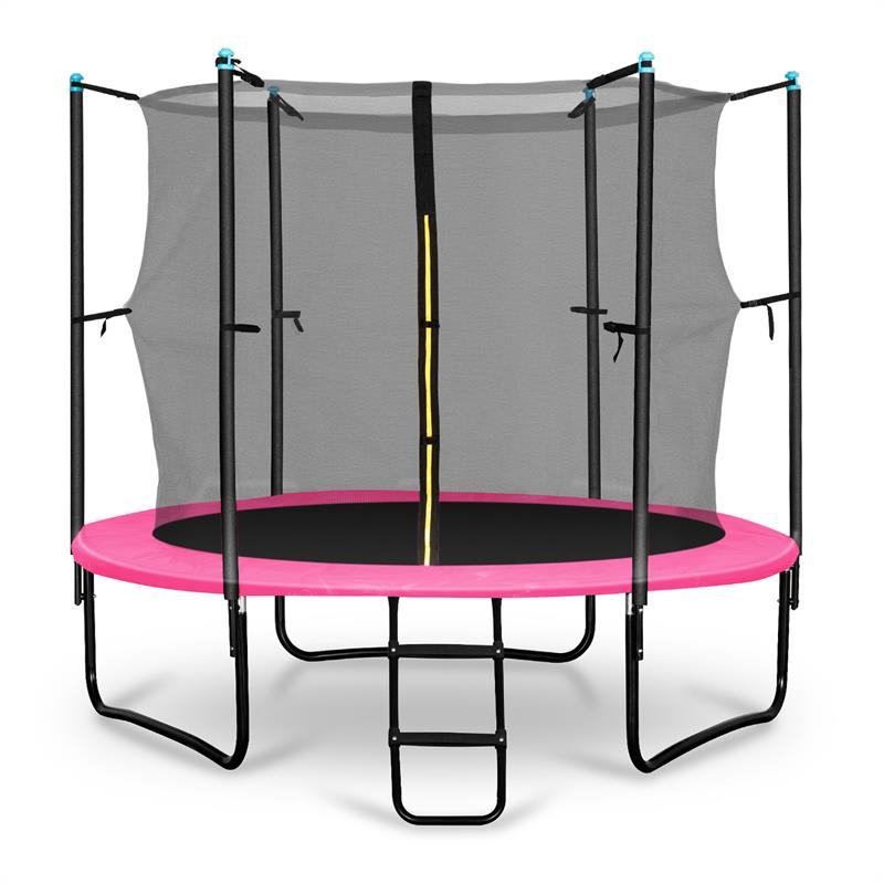 KLARFIT Rocketgirl 250, 250 cm trampolína, vnútorná bezpečnostná sieť, široký rebrík, ružová
