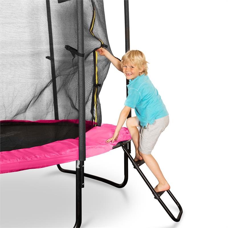 KLARFIT Rocketgirl 250, 250 cm trampolína, vnútorná bezpečnostná sieť, široký rebrík, ružová – Obrázok 3