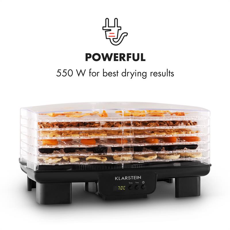 Klarstein Bananarama, sušička ovocia, 550 W, 6 poschodí, čierna – Obrázok 3