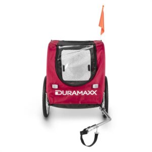 DURAMAXX King Rex, príves na bicykel pre psov, 250 l, 40 kg, oceľové rúry, červený