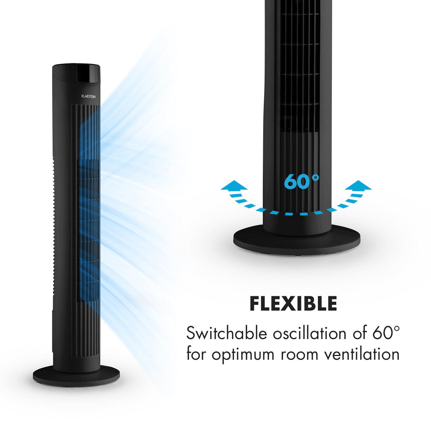 Klarstein Skyscraper 2G, stĺpový ventilátor s dotykovým ovládaním, 40 W, diaľkový ovládač, čierny – Obrázok 4