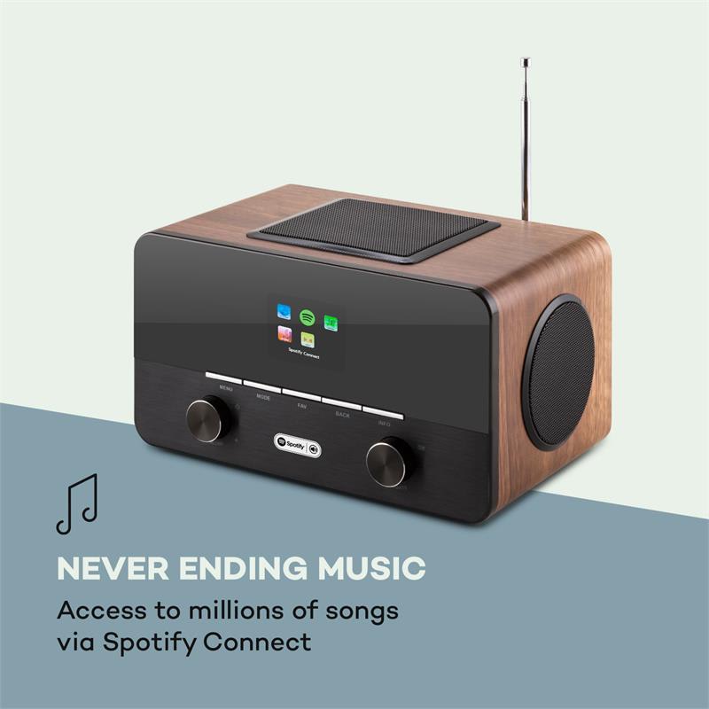 Auna Connect 150, 2.1 internetové rádio s mediaprehrávačom, WiFi, LAN, WD, USB, DAB+, FM, RDS – Obrázok 2