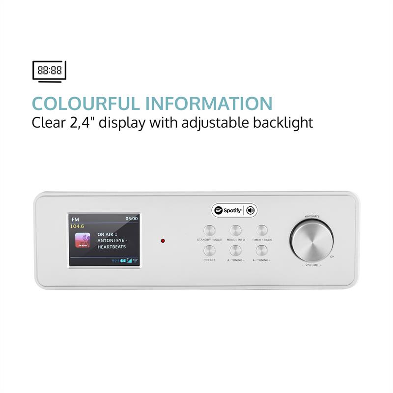 Auna KR-200, strieborné, kuchynské rádio, zabudovateľné, WiFi, DAB+ – Obrázok 3