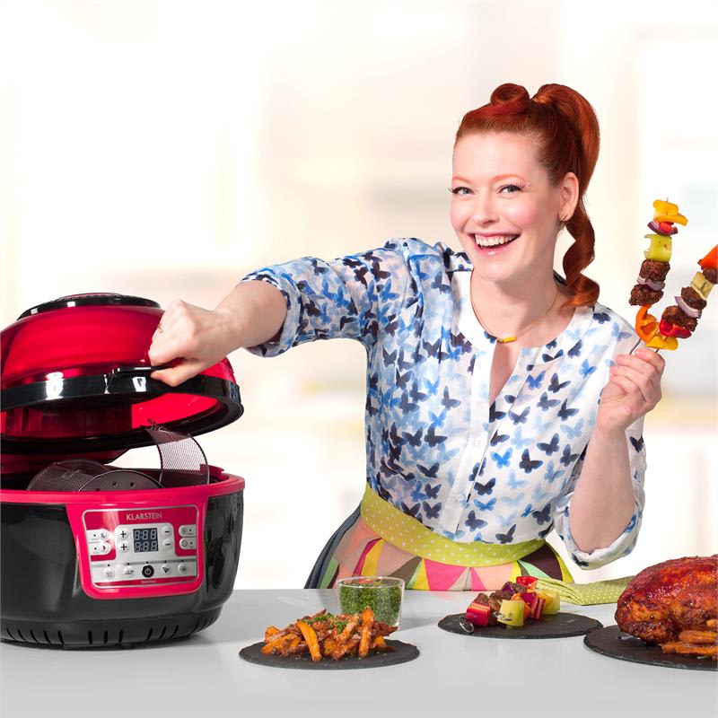 Klarstein VitAir Turbo, teplovzdušná fritéza, 1400 W, 9 l, červeno-čierna – Obrázok 2