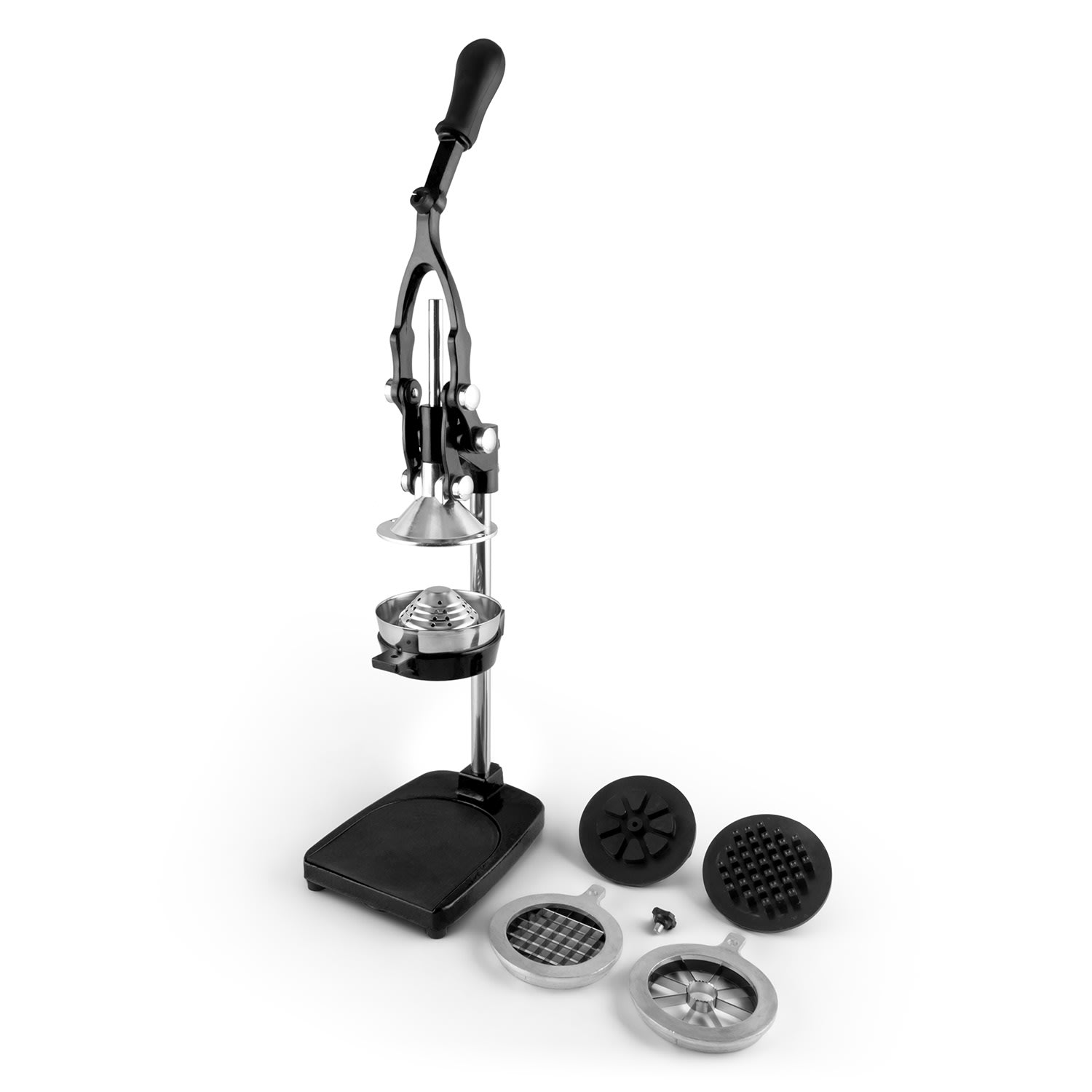 Klarstein TriJuicer, čierny, pákový lis na odštavovanie, krájač hranolčekov, krájač jablka – Obrázok 4