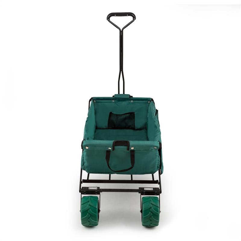 DURAMAXX The Green Bollerwagen ručný vozík skladací 70 kg 90 l široké kolesá 10 cm zelený – Obrázok 3