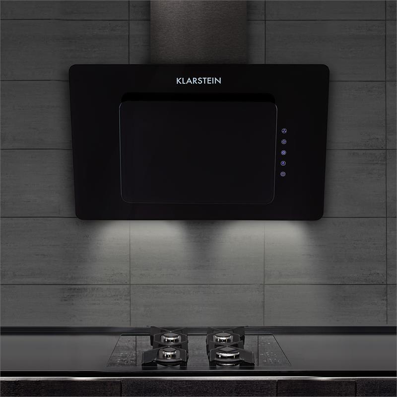 Klarstein Lorea 60, digestor, 60 cm, nástenný, 290 m³/h, dotykové ovládanie, sklo, čierny – Obrázok 2