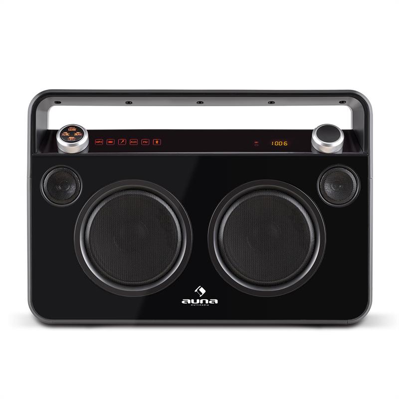 Auna Bebop Ghettoblaster, čierny, USB bluetooth AUX MIC – Obrázok 2
