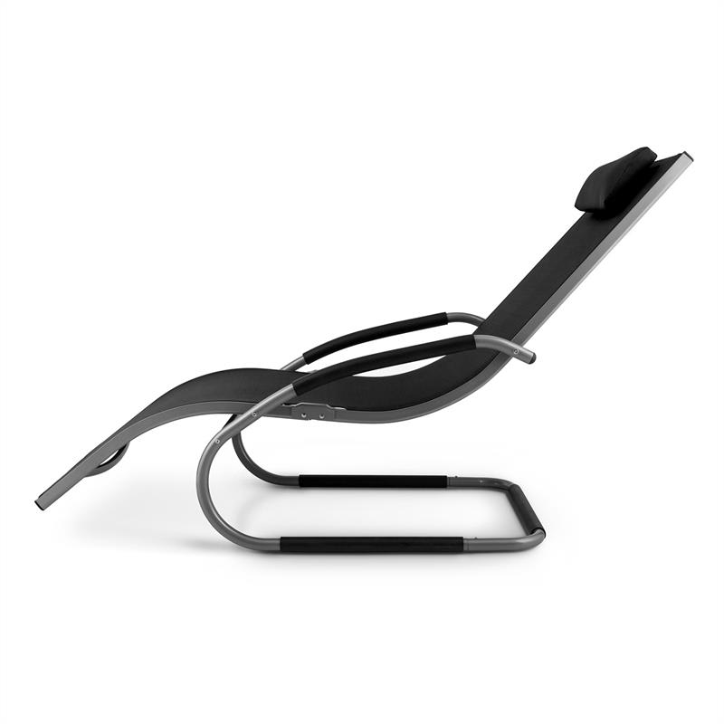 Blumfeldt Sunwave, záhradné lehátko, hojdacie ležadlo, relax, hliník, čierne – Obrázok 3