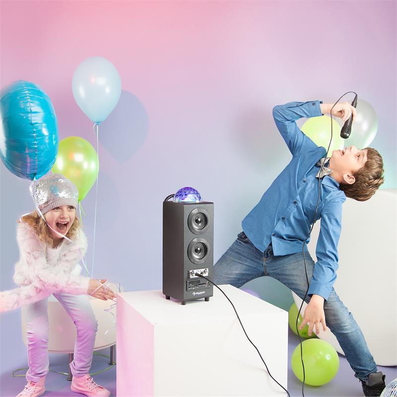 Auna DiscoStar Black, prenosný bluetooth reproduktor, USB, akumulátor, LED, mikrofón