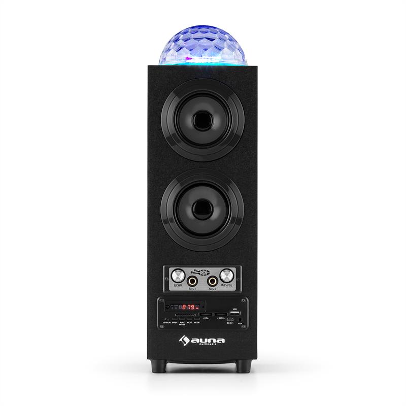 Auna DiscoStar Black, prenosný bluetooth reproduktor, USB, akumulátor, LED, mikrofón – Obrázok 3
