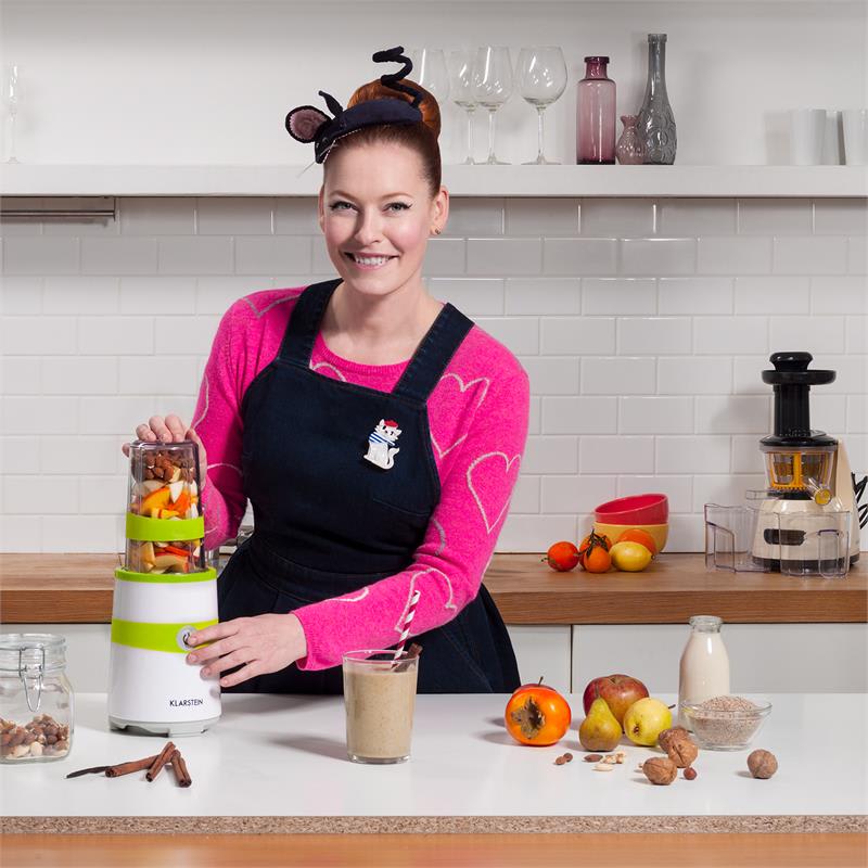 Klarstein Vitalic, 1000W, biely, stojaci smoothie mixér, 2 čepieľkové nadstavce – Obrázok 2