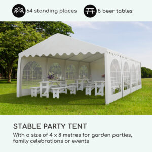 Blumfeldt Sommerfest, párty stan, 4 x 8 m, 500 g/m², PVC, nepremokavý, pozinkovaný