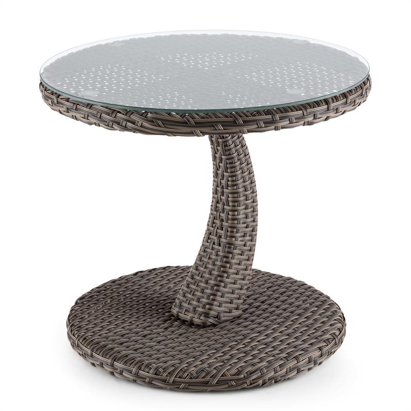 Blumfeldt Tabula, odkladací stolík, 50 cm, sklo, polyratan, hliník, dvojfarebný antracit – Obrázok 4