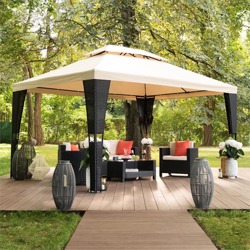 Blumfeldt Avignon, záhradný pavilón, 3 x 4 m, polyratan, polyester, vrátane napínacieho lana