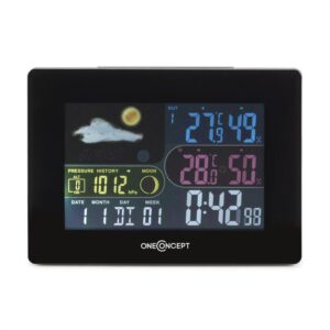 OneConcept Uddevalla, bezdrôtová meteorologická stanica, prevádzka na batérie, alarm, vrátane vonkajšieho senzora