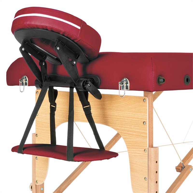 KLARFIT MT 500, masážny stôl, 210 cm, 200 kg, sklápací, jemný povrch, taška, červený – Obrázok 4