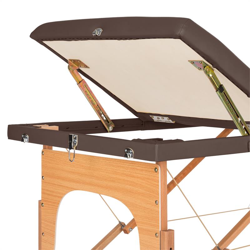 KLARFIT MT 500, masážny stôl, 210 cm, 200 kg, sklápací, jemný povrch, taška, hnedý – Obrázok 4