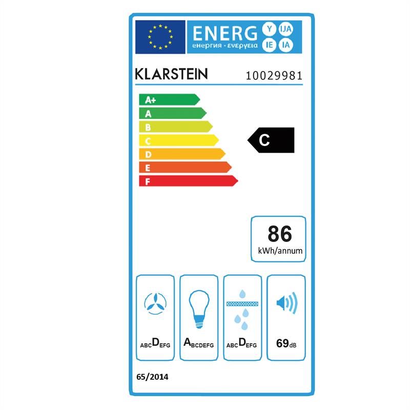 Klarstein Violetta Bianco, odsávač pár, 90 cm, nástenná montáž, 541 m³/h, LED