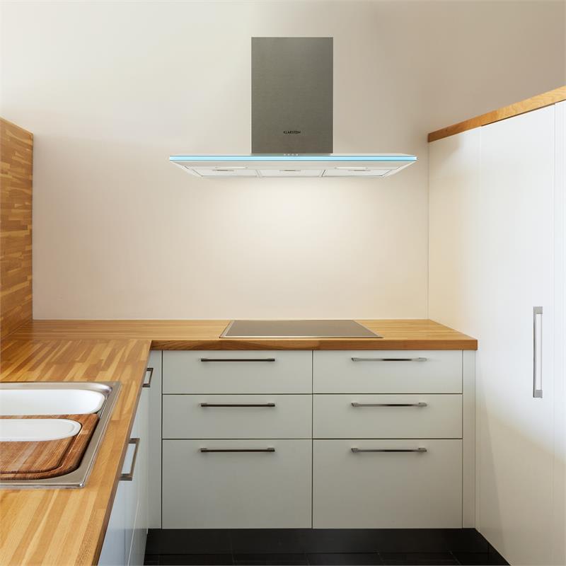 Klarstein Violetta Bianco, odsávač pár, 90 cm, nástenná montáž, 541 m³/h, LED – Obrázok 3