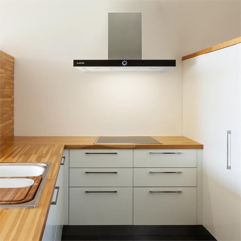 Klarstein Matthea, digestor, ušľachtilá oceľ, 90 cm, nástenná montáž, 541 m³/h, sklo, LED – Obrázok 3