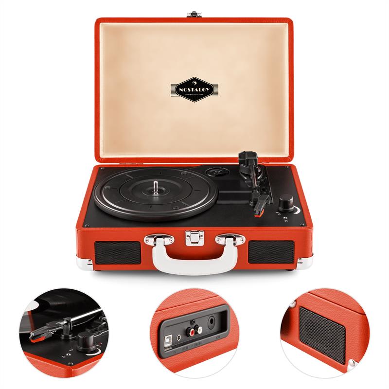 Auna Peggy Sue, červený, retro gramofón, vinyl LP, USB, line out – Obrázok 2