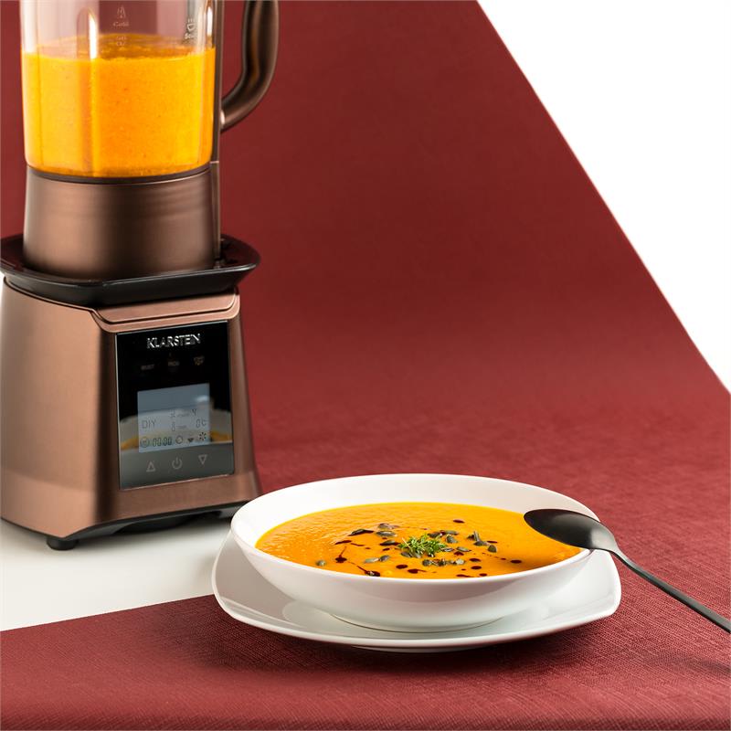 Klarstein Herakles Heat polievkový mixér, 1300W/1,7k 900W 1,75l BPA-free, sklo, farba kávy – Obrázok 2